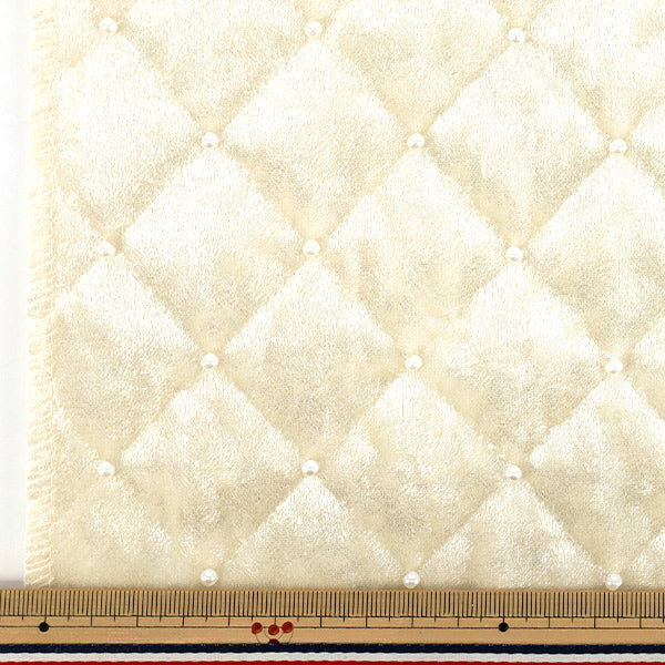 生地 『ベロアパールキルト カットクロス 約65cm×70cm アイボリー C-HS2311-1』