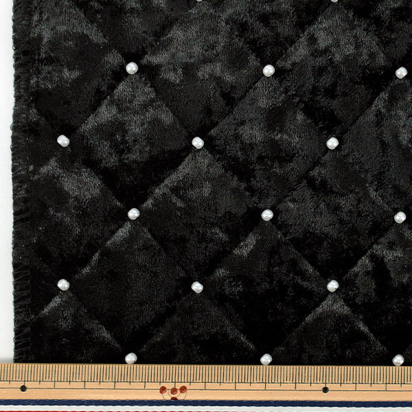 生地 『ベロアパールキルト カットクロス 約65cm×70cm ブラック C-HS2311-4』