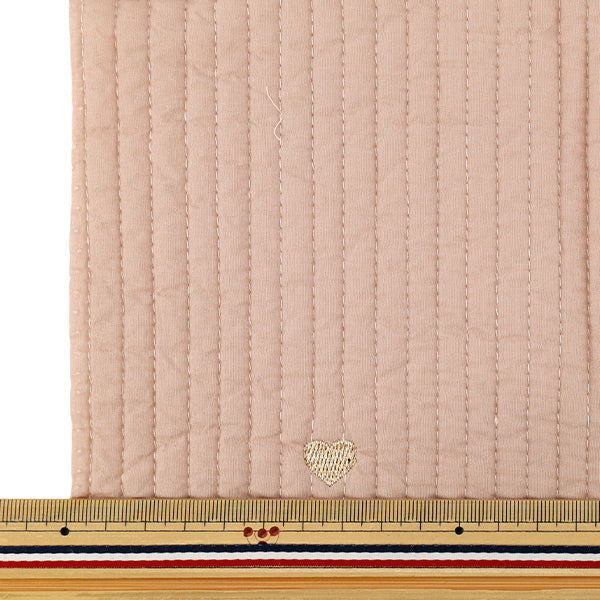 生地 『刺繍入りイブルキルト くまハート 約65×70cm ピンク』