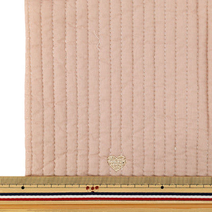 生地 『刺繍入りイブルキルト くまハート 約65×70cm ピンク』