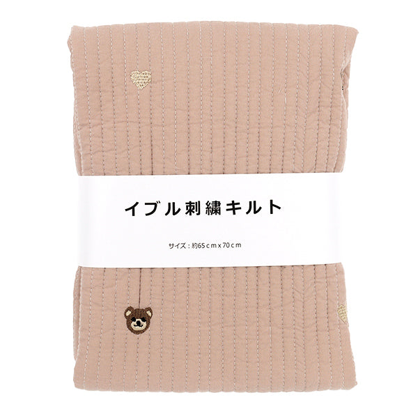 生地 『刺繍入りイブルキルト くまハート 約65×70cm ピンク』