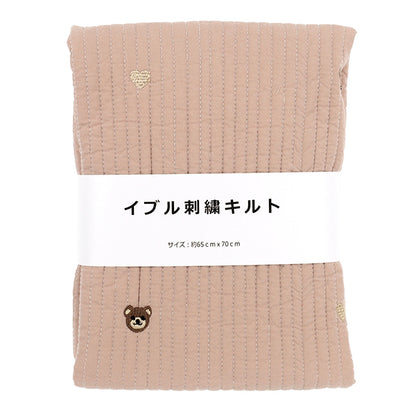 生地 『刺繍入りイブルキルト くまハート 約65×70cm ピンク』