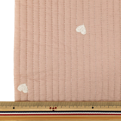 生地 『刺繍入りイブルキルト ハート 約65×70cm ピンク』