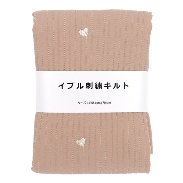 生地 『刺繍入りイブルキルト ハート 約65×70cm ピンク』