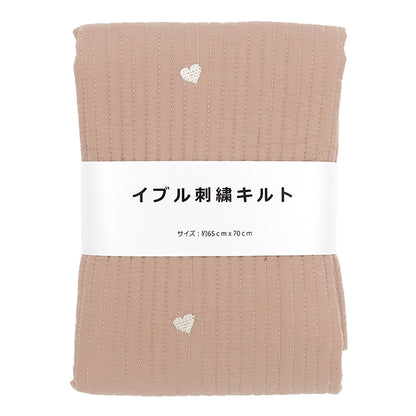 生地 『刺繍入りイブルキルト ハート 約65×70cm ピンク』