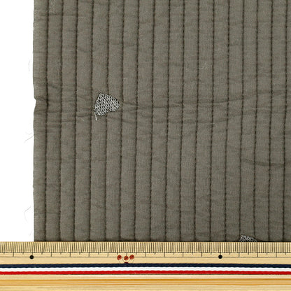 生地 『刺繍入りイブルキルト ハート 約65×70cm チャコールグレー』