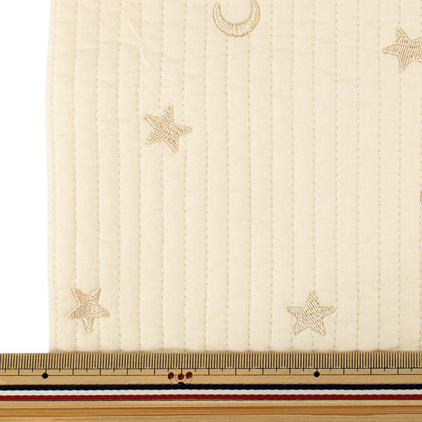 生地 『刺繍入りイブルキルト 月と星 約65×70cm アイボリー』 – Yuzawaya