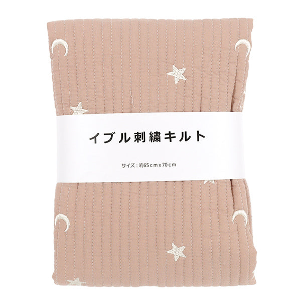 生地 『刺繍入りイブルキルト 月と星 約65×70cm ピンク』