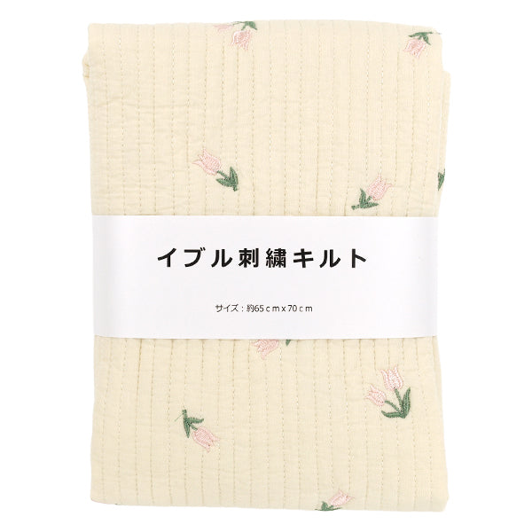 生地 『刺繍入りイブルキルト お花 約65×70cm アイボリー』