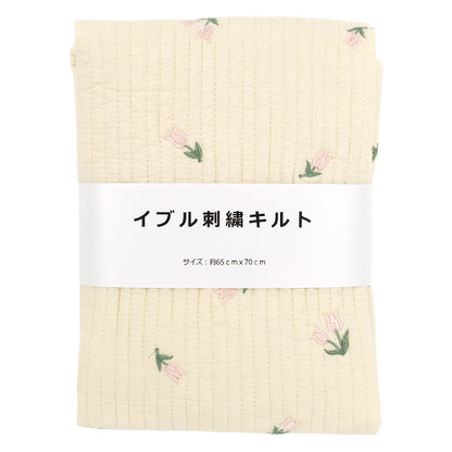 生地 『刺繍入りイブルキルト お花 約65×70cm アイボリー』