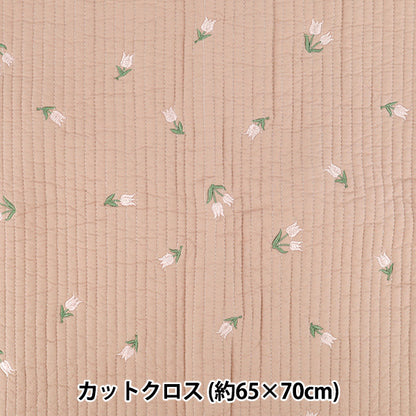 生地 『刺繍入りイブルキルト お花 約65×70cm ピンク』