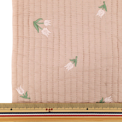 生地 『刺繍入りイブルキルト お花 約65×70cm ピンク』