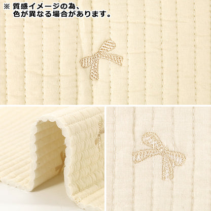 生地 『刺繍入りイブルキルト リボン 約65×70cm アイボリー』