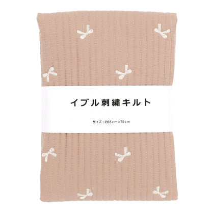 生地 『刺繍入りイブルキルト リボン 約65×70cm ピンク』