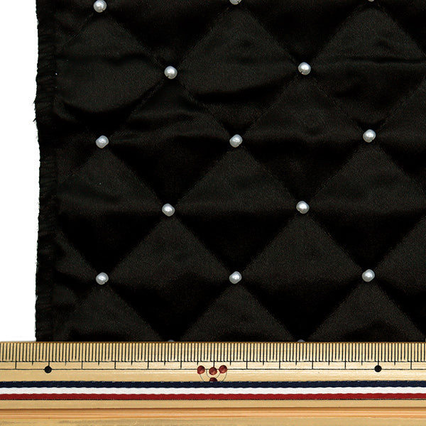 生地 『サテンパールキルト カットクロス 約65cm×100cm ブラック NRF-14QC-BK』