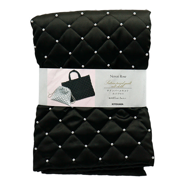 生地 『サテンパールキルト カットクロス 約65cm×100cm ブラック NRF-14QC-BK』