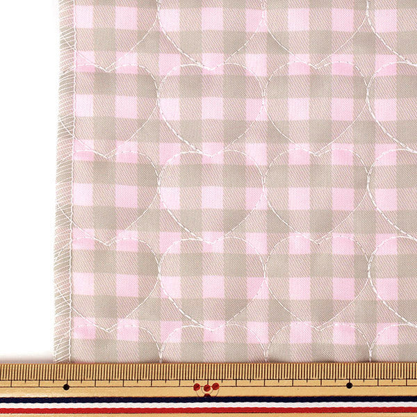 生地 『チェックハートキルト カットクロス 約135×50cm TF-85C BE』 KIYOHARA 清原