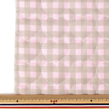 生地 『チェックハートキルト カットクロス 約135×50cm TF-85C BE』 KIYOHARA 清原