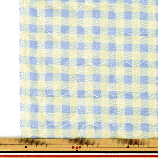 生地 『チェックハートキルト カットクロス 約135×50cm TF-85C BL』 KIYOHARA 清原