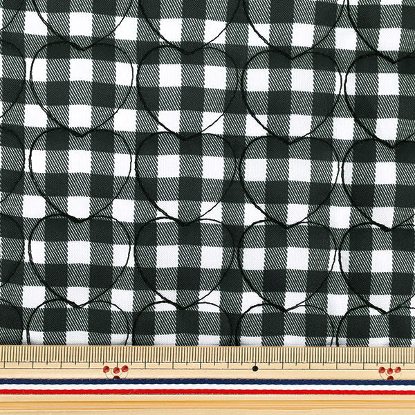 生地 『チェックハートキルト カットクロス 約135×50cm ブラック TF-85C』 KIYOHARA 清原