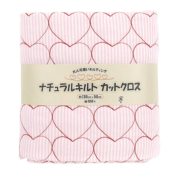 生地 『ナチュラルキルト カットクロス 約130×50cm ピンクストライプ C-9517-2A』