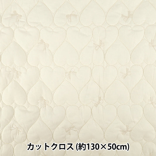 织物 "丝带绣花心形被子 剪布 约130×50cm 白色C-9518-A”