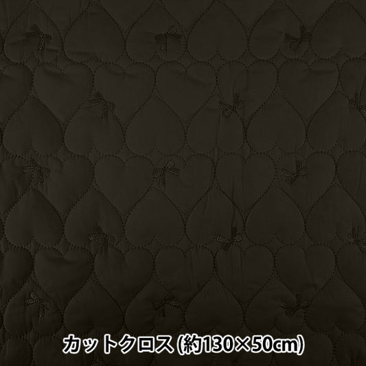 织物 "丝带绣花心形被子 剪布 约130×50cm 黑色C-9518-D”