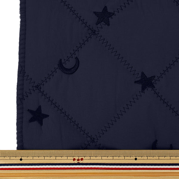 生地 『月星刺繍キルト カットクロス 約130×50cm ネイビー C-9519-C』