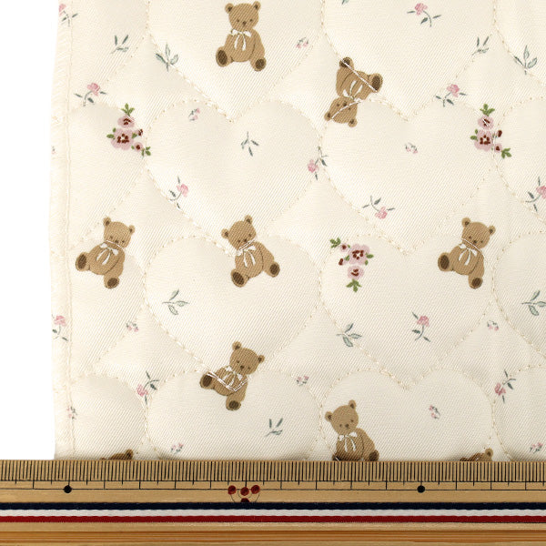 生地 『インクジェットプリントキルト クマ ホワイト 130cm×50cm Q9522-1A』