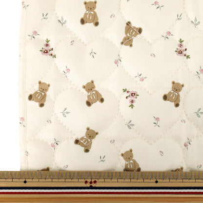 生地 『インクジェットプリントキルト クマ ホワイト 130cm×50cm Q9522-1A』