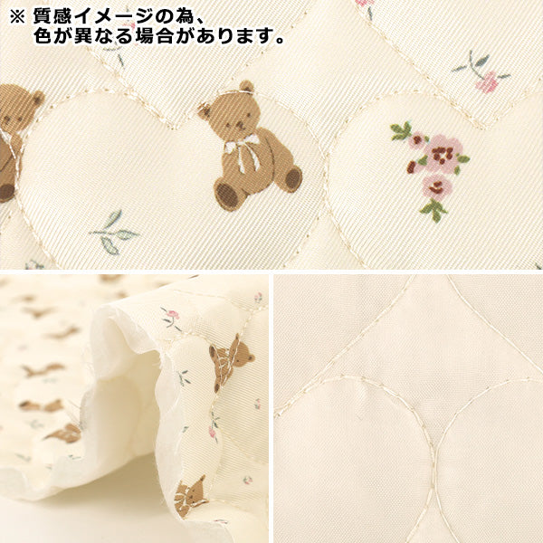 生地 『インクジェットプリントキルト クマ ホワイト 130cm×50cm Q9522-1A』
