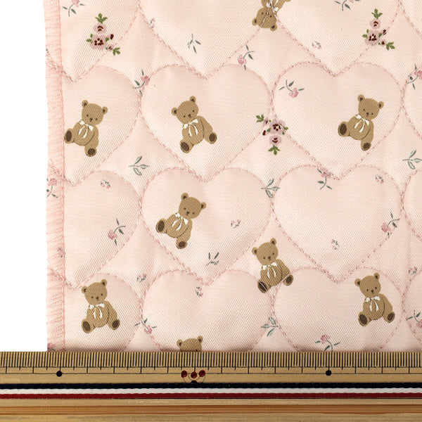 生地 『インクジェットプリントキルト クマ ピンク 130cm×50cm Q9522-1B』