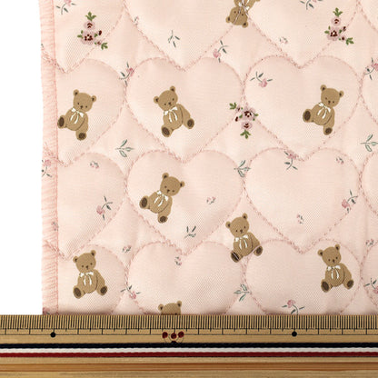 生地 『インクジェットプリントキルト クマ ピンク 130cm×50cm Q9522-1B』