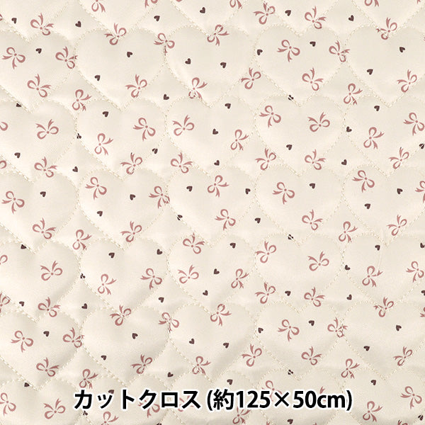 生地 『インクジェットプリントキルト リボン ホワイト 130cm×50cm Q9522-2A』