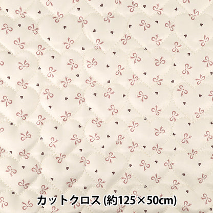 生地 『インクジェットプリントキルト リボン ホワイト 130cm×50cm Q9522-2A』