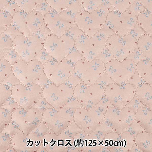 生地 『インクジェットプリントキルト リボン ピンク 130cm×50cm Q9522-2B』