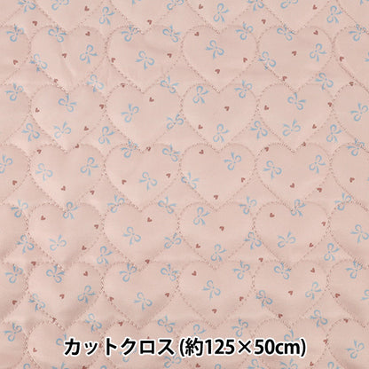 生地 『インクジェットプリントキルト リボン ピンク 130cm×50cm Q9522-2B』