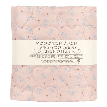 生地 『インクジェットプリントキルト リボン ピンク 130cm×50cm Q9522-2B』