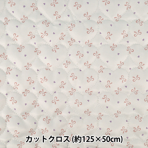 生地 『インクジェットプリントキルト リボン ブルー 130cm×50cm Q9522-2C』