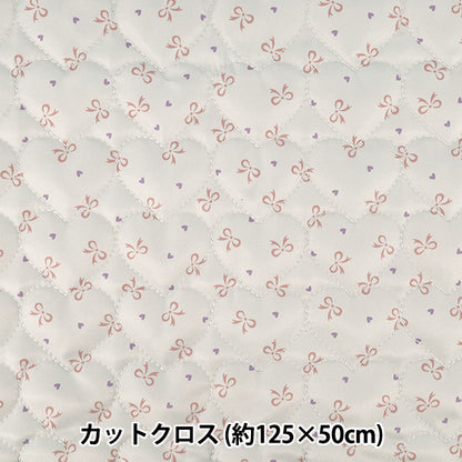 生地 『インクジェットプリントキルト リボン ブルー 130cm×50cm Q9522-2C』