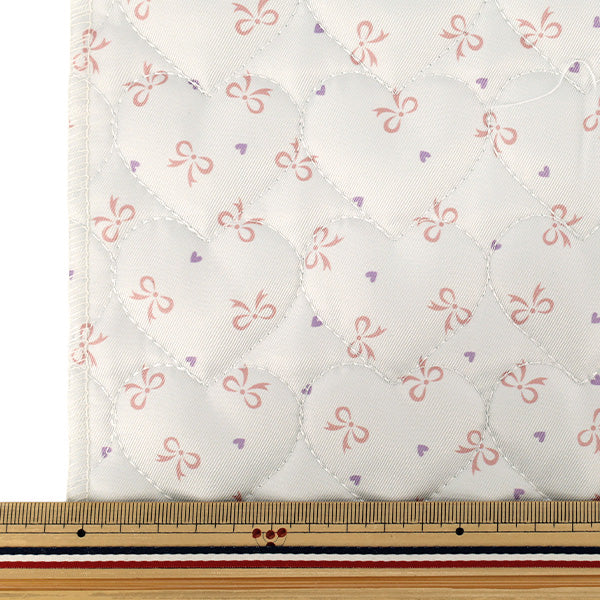 生地 『インクジェットプリントキルト リボン ブルー 130cm×50cm Q9522-2C』