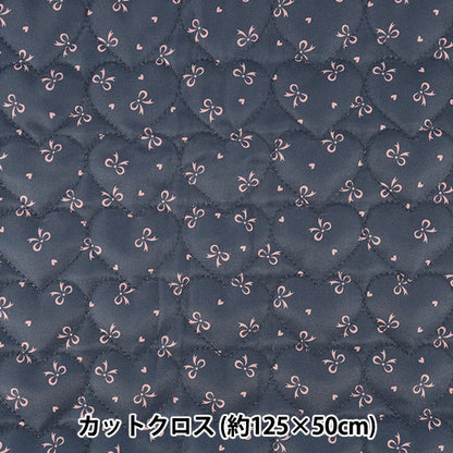 生地 『インクジェットプリントキルト リボン ブラック 130cm×50cm Q9522-2D