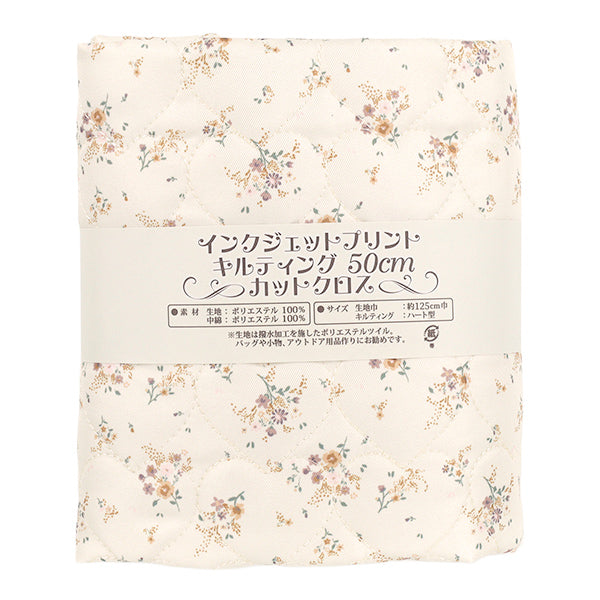 生地 『インクジェットプリントキルト フラワー ホワイト 130cm×50cm Q9522-3A』