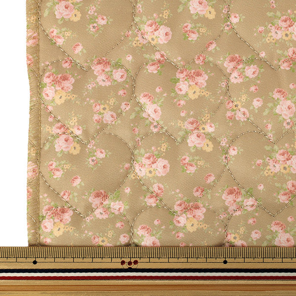 生地 『インクジェットプリントキルト フラワー ブラウン 130cm×50cm Q9522-5C』