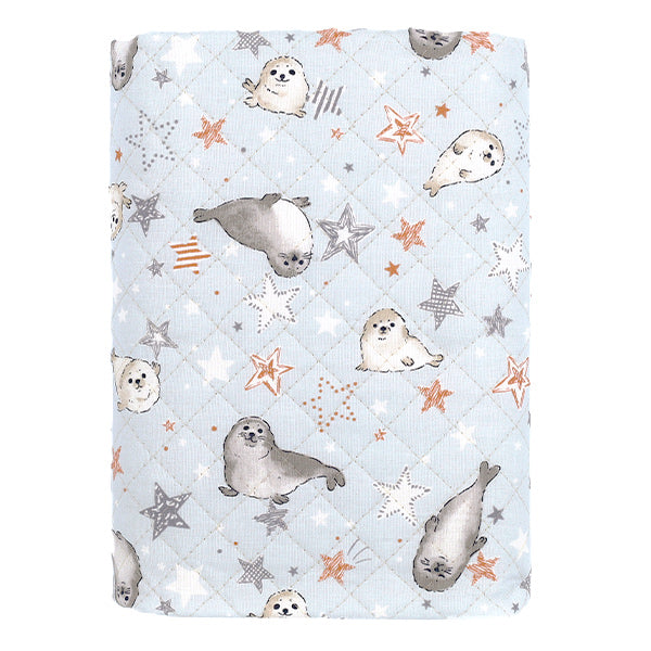 生地 『カラフルキャンバス シーチングキルト あざらし カットクロス 約105×80cm サックス QCOCA-SSS-SA』 KOKKA コッカ