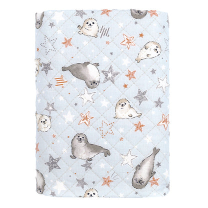 生地 『カラフルキャンバス シーチングキルト あざらし カットクロス 約105×80cm サックス QCOCA-SSS-SA』 KOKKA コッカ