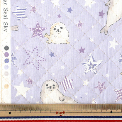 生地 『カラフルキャンバス シーチングキルト あざらし カットクロス 約105×80cm パープル QCOCA-SSS-PP』 KOKKA コッカ