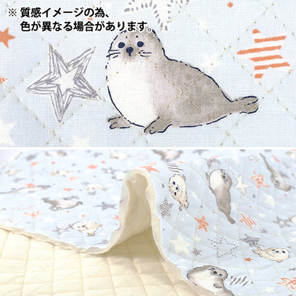 生地 『カラフルキャンバス シーチングキルト あざらし カットクロス 約105×80cm ブルー QCOCA-SSS-BL』 KOKKA コッカ