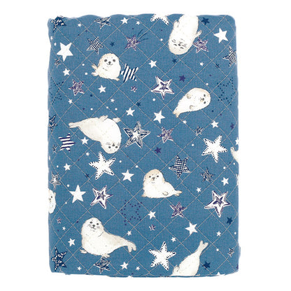 生地 『カラフルキャンバス シーチングキルト あざらし カットクロス 約105×80cm ブルー QCOCA-SSS-BL』 KOKKA コッカ