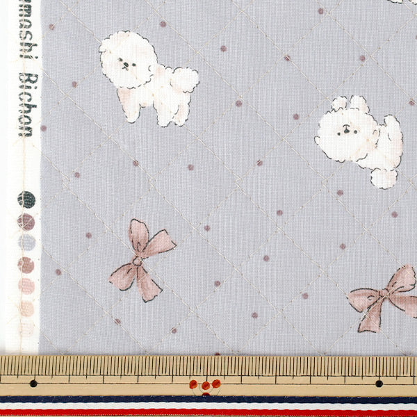 生地 『カラフルキャンバス シーチングキルト おすましビション カットクロス 約105×80cm グレー×ピンク QCOCA-OB-GY*P』 KOKKA コッカ